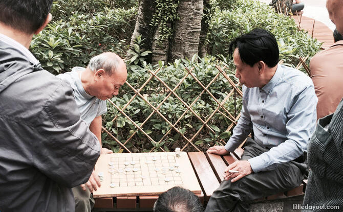 Old men playing chess.