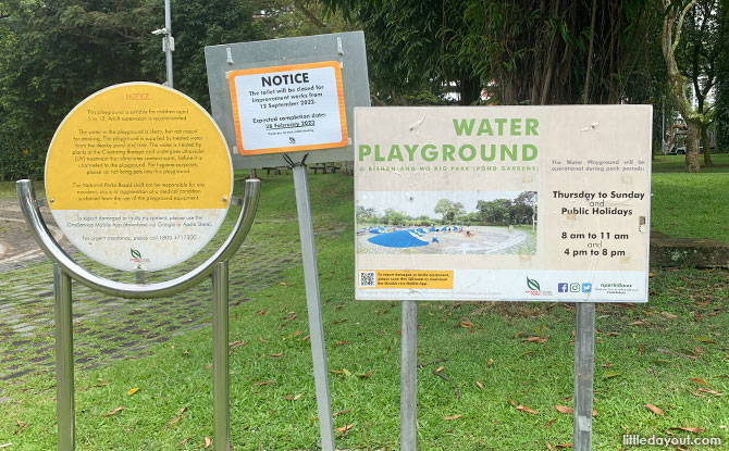 Hours of operation for the water playground
