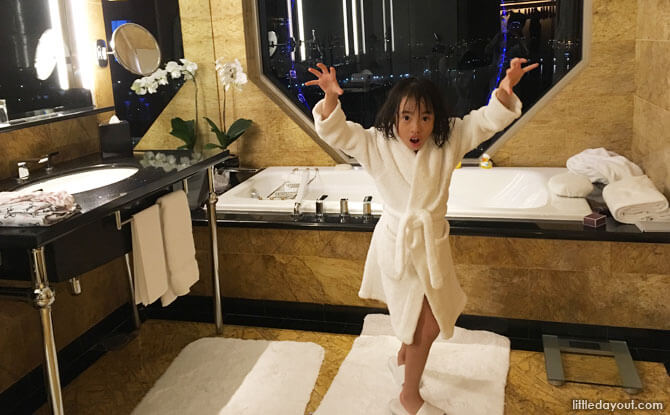 Kid-sized robe at Ritz-Carlton