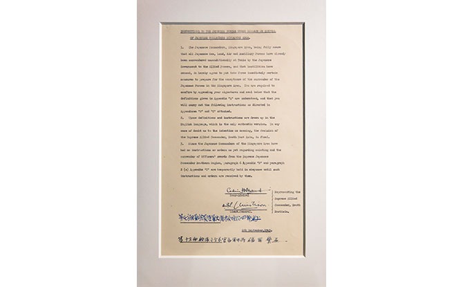 Surrender Agreement which Effectively Ended the Japanese Occupation of Singapore