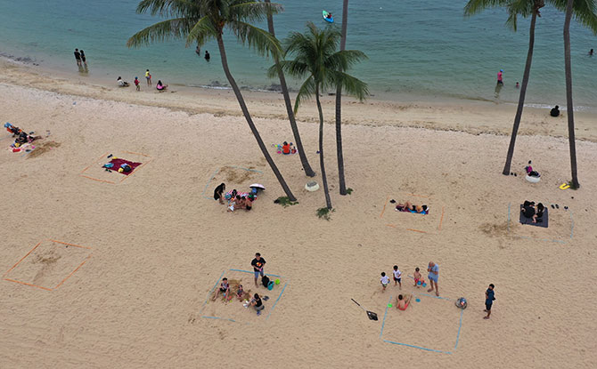 Safety rings at Sentosa Beach