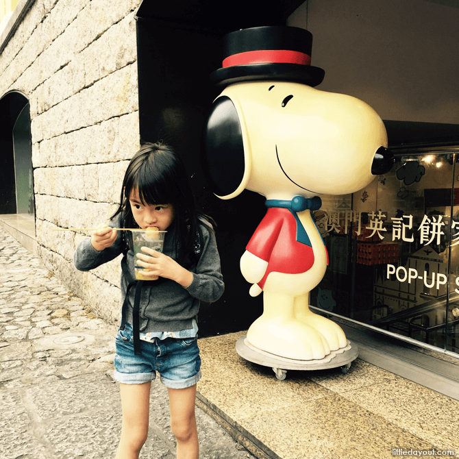 Eating a fish ball while taking in the sights at Macau