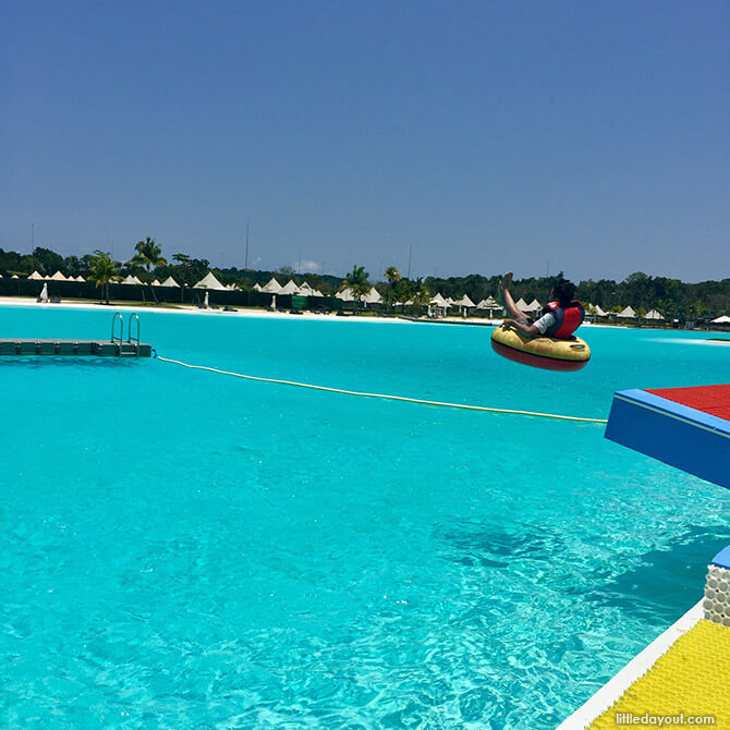 Flying off the red slide