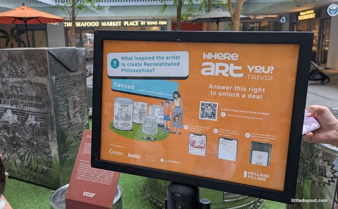One Holland Village Art Trail: Discover Art To Unlock Exclusive Treats! 1 trivia question on each sign