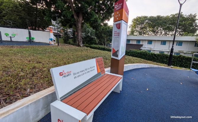 Sunset Way HDB Playground: Intergenerational Exercise & Sports Hub 3 Even the bench reminded one to do sit-to-stand exercises.