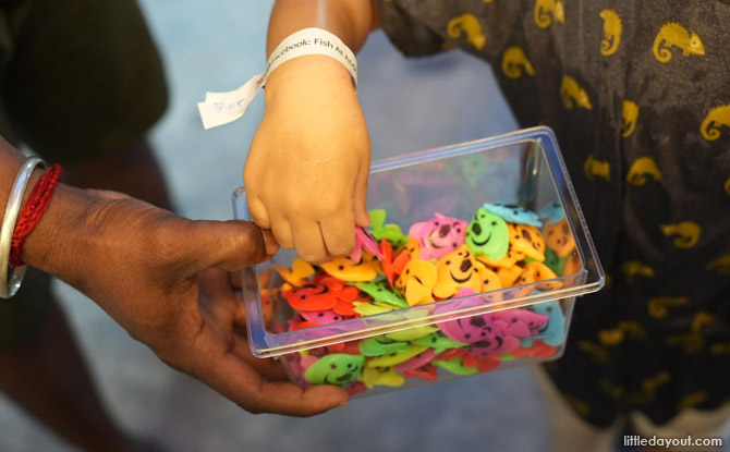 Family Day Out at Fish @ Woodleigh: Kampung Fishing, Prawning & More 4 a box of colourful toy fishes