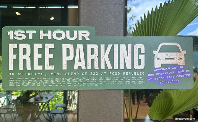 Food Republic Mandai: 20+ Stalls At Heritage-Inspired Mandai Wildlife Reserve Food Court 15 one-hour free parking promotion with a minimum spend