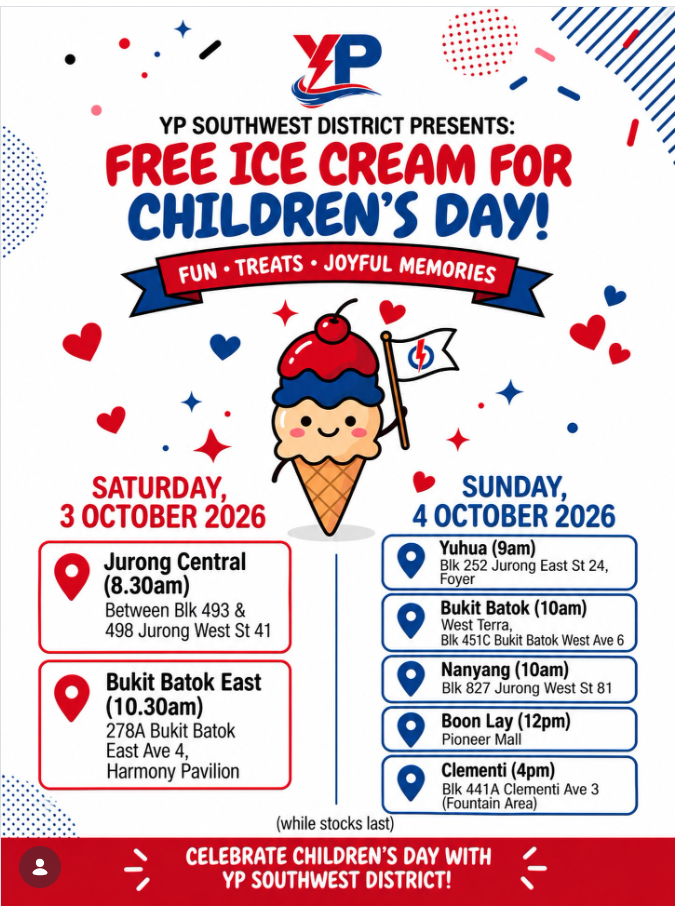 34 Things To Do For Children's Day 2026 In Singapore: Events, Activities & Ideas 18 free ice-cream west
