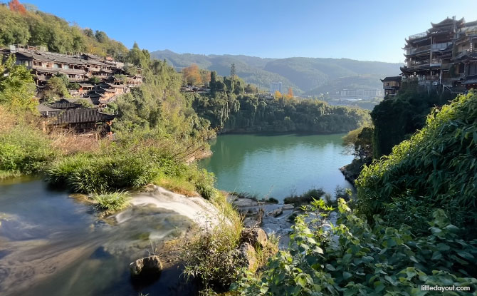 Furong Ancient Town: A Beautiful Stopover Near Zhangjiajie 7 On top of the falls