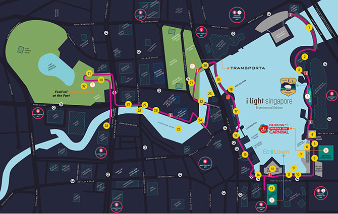 i Light Singapore – Bicentennial Edition: Bridges And Connections Light Up The Night 9 Map of I Light Singapore - Bicentennial Edition Artworks