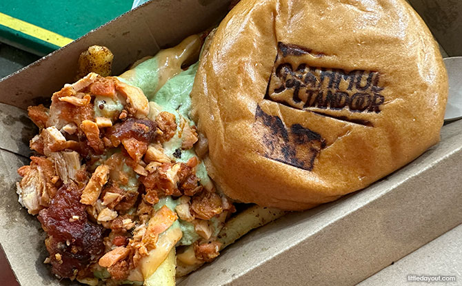 Geylang Serai Hari Raya Bazaar 2026 Guide: Food & Things To Do 7 OG Burger with loaded fries from Mahmud’s Tandoor