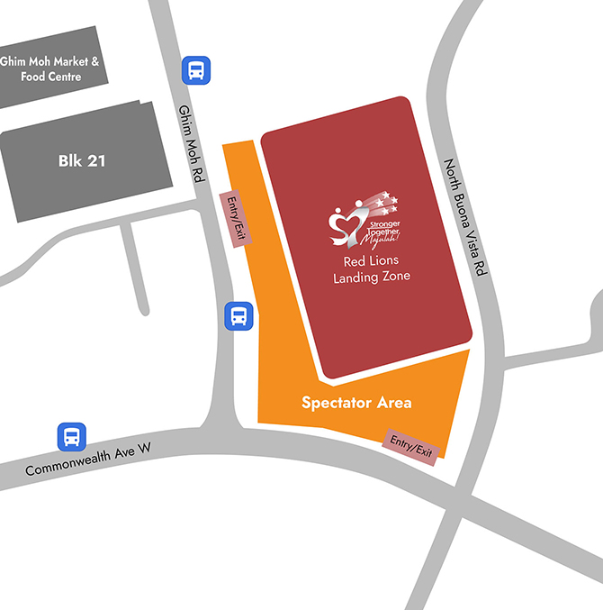 Where To Watch The Red Lions Parachuting In For National Day Celebrations 2022 2 Red Lions Location #2 – Ghim Moh (Open field opposite Ghim Moh Market), 9.10 am to 10 am