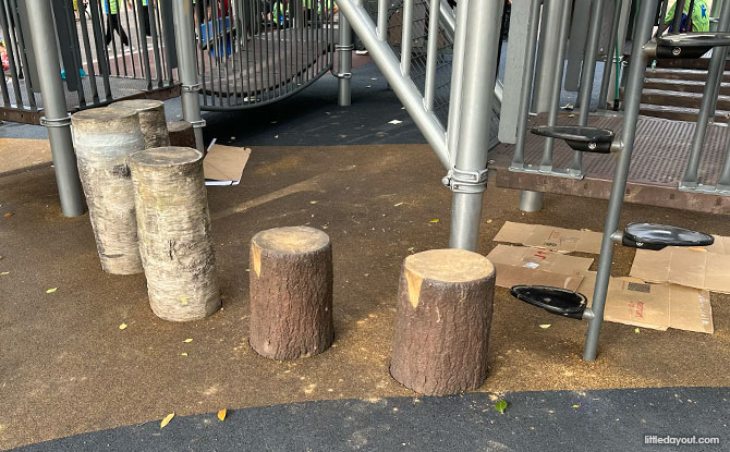 Goodview Gardens Playground: Multi-Level Complex With 3 Tall Slides! 3 raised stepping stones