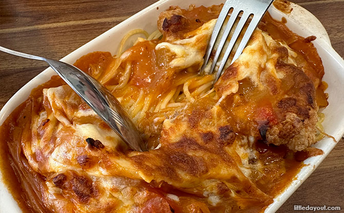 Baked Spaghetti with Pork Chop & Tomato