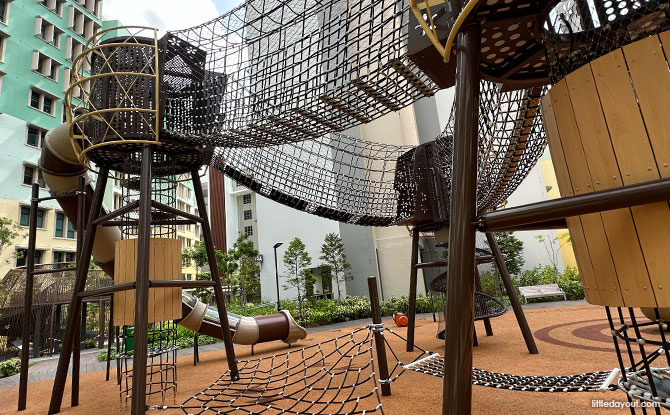 Hougang Olive Playground: Kampong Times At A Chicken-Themed Play Spot 3 platforms at the top of the three towers
