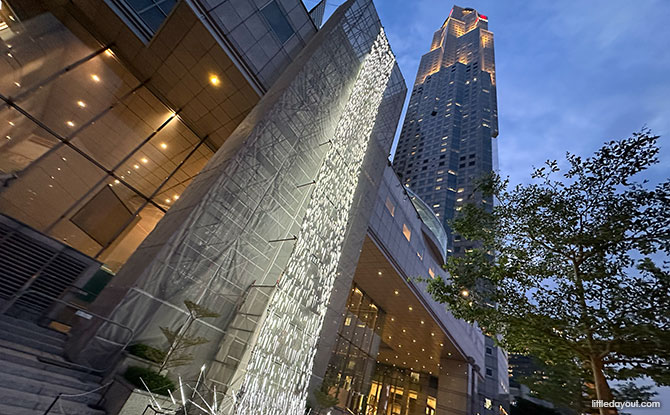 Reverse Waterfall at UOB Plaza Facade