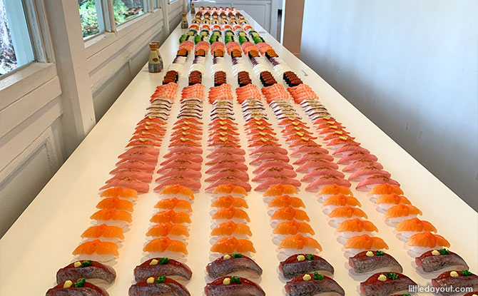 Sushi artwork at I Love Sushi exhibition at Japan Creative Center