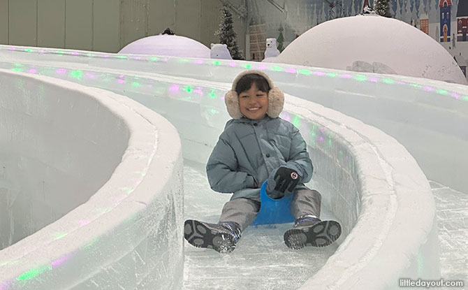Race down the ice slide
