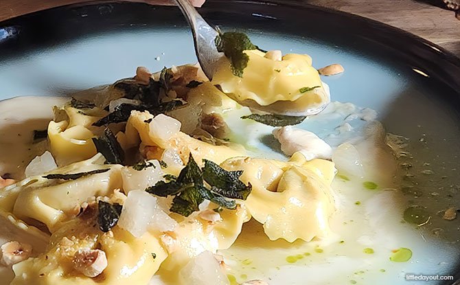 Il Giardino At Singapore Botanic Gardens: Italian Dining Under The Palms 6 Porcini and Ricotta Cheese Ravioli