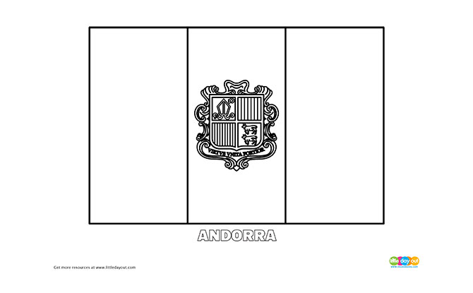 Free Andorra Flag Colouring Page