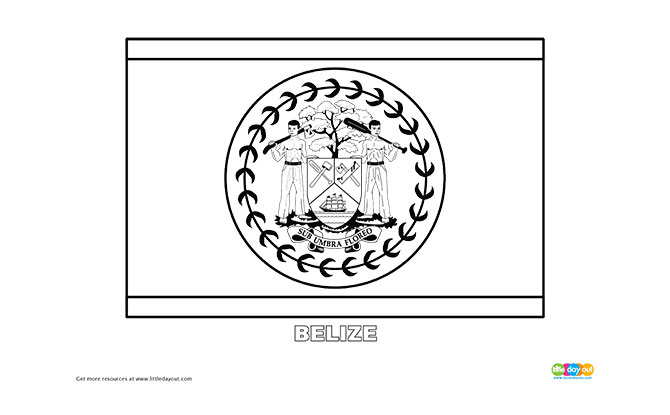 Free Belize Flag Colouring Page