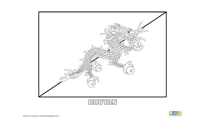 Free Bhutan Flag Colouring Page