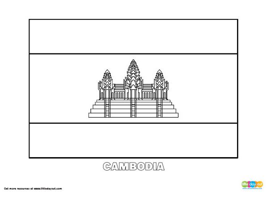 Free Cambodia Flag Colouring Page