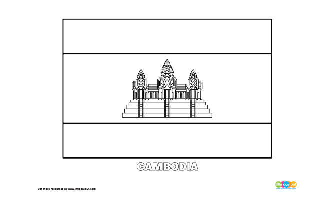 Free Cambodia Flag Colouring Page