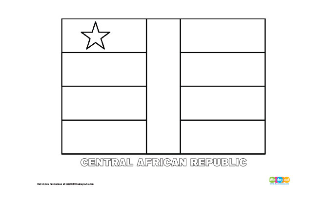 Free Central African Republic Flag Colouring Page