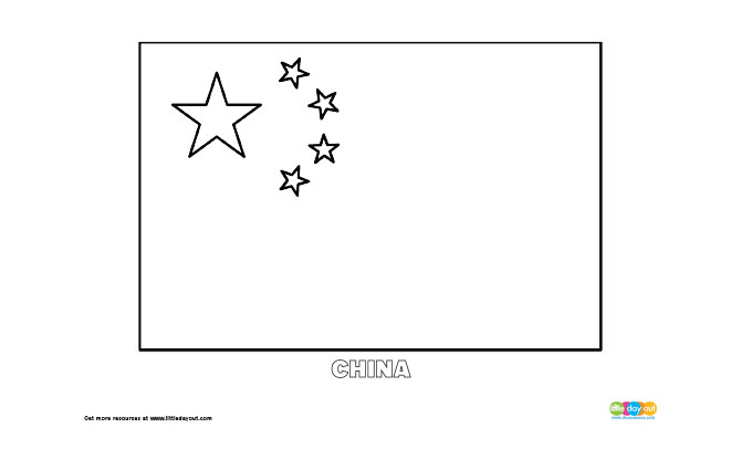 Free China Flag Colouring Page