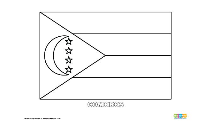 Free Comoros Flag Colouring Page