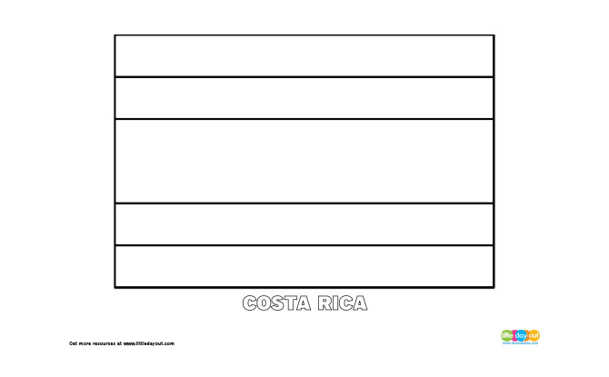 Free Costa Rica Flag Colouring Page