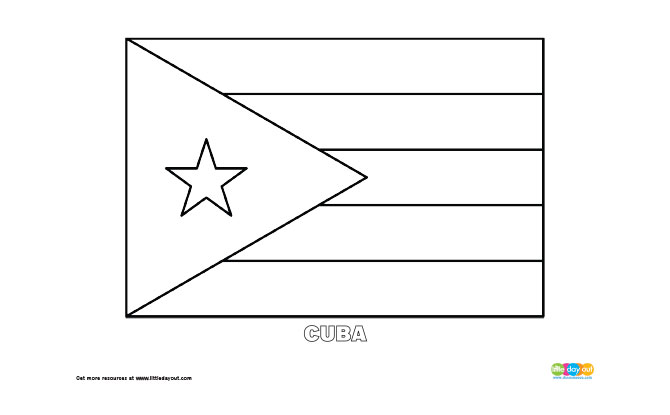 Free Cuba Flag Colouring Page