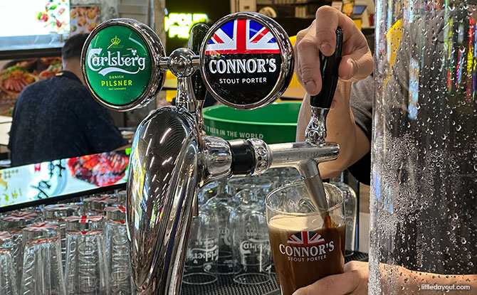 draft beer on tap at the Jelita food court
