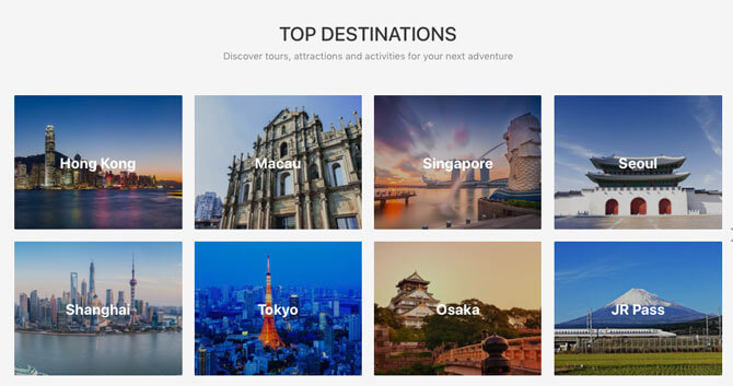 Discover destinations from around the world with Klook