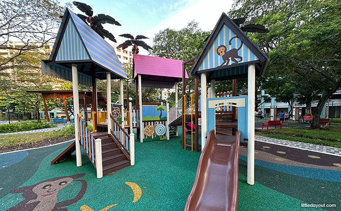 playground structure features monkeys