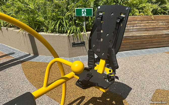 Adventure Play & Climbing Wall Playground At Mandai Wildlife EAST 5 bright yellow two-person see-saw
