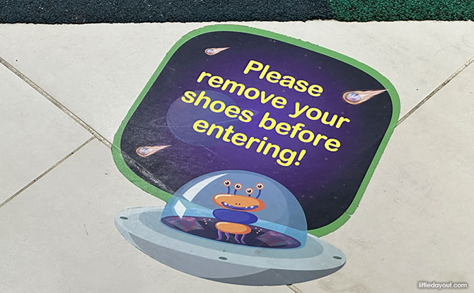Remove shoes before entering into the Marina Square free mall playground