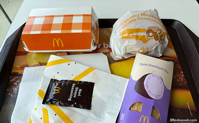 McDonald's Creamy Mushroom Double Cheeseburger, Nori Shoyu Shaka Shaka Chicken McBites & Taro Custard Pie Taste Test