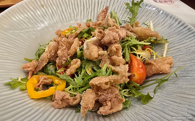 MODU Samgyetang: Korean Ginseng Chicken Soup Speciality Restaurant In Singapore 3 Crispy Chicken Skin Salad at Modu