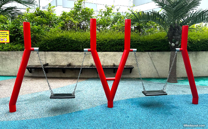 Swings at the NEX Rooftop Playground