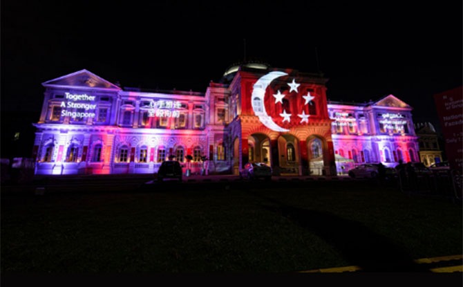 National Museum Of Singapore Lights Up To Celebrate National Day From 1 To 31 Aug 2021