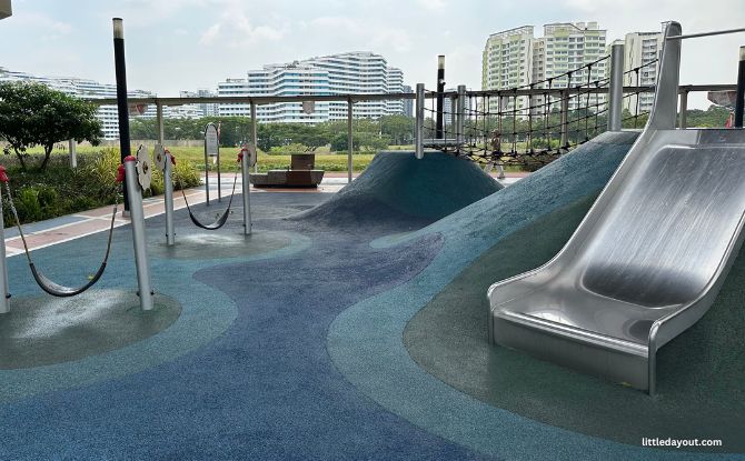 Ultimate Guide To One Punggol: Community Club, Hawker Centre, Library & More 16 children's playground enjoy the benefit of being sheltered by the tracks above