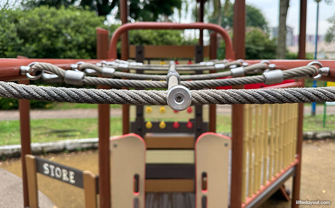 Parry Road Playground: Tribal Playground With An Elephant! 7 Cable monkey bars
