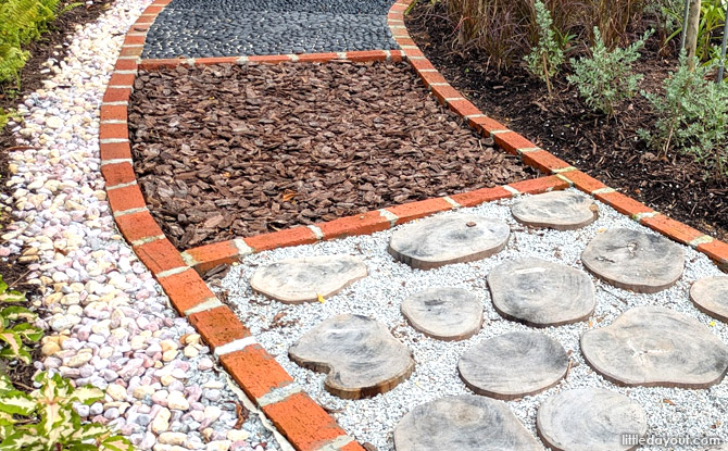 sensory path made of recycled materials