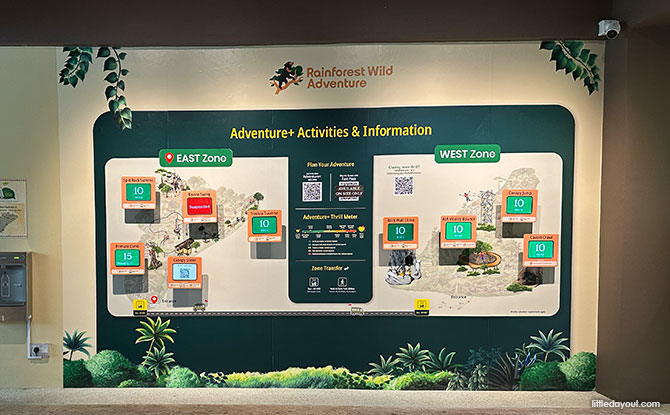 Rainforest Wild Adventure Guide: Blending 9 Adventure Experiences With Animal Encounters 3 board at the entrance of Rainforest Wild Adventure
