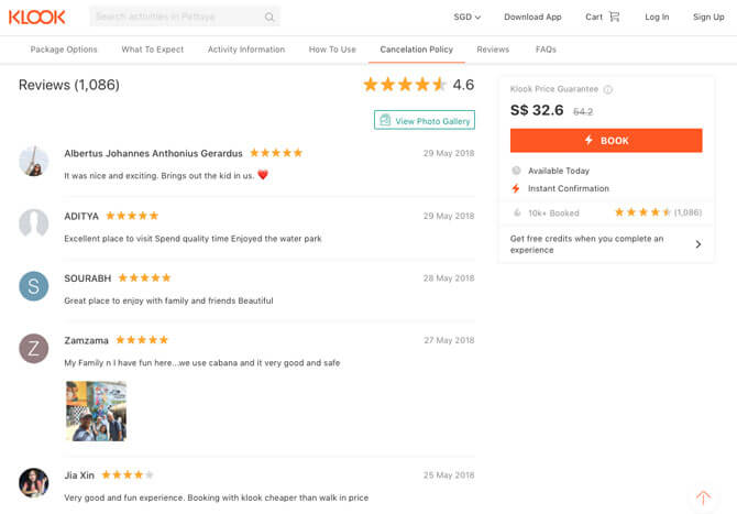 Reviews on Klook