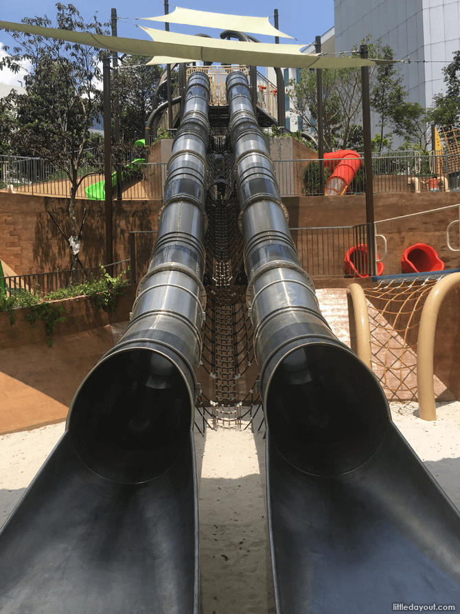 Double Barrel Tube Slides, Slides at Admiralty Park Children's Playground