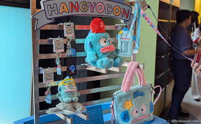 limited-edition Hangyodon keepsakes like plushies, keychains, totes