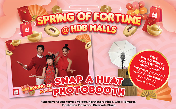 Spring of Fortune @ HDB Malls: Celebrate Lunar New Year With Festive Family Fun, Lion Dance & Auspicious Prizes From 24 Jan To 8 Feb 2026 2 Snap a Huat Photo Booth
